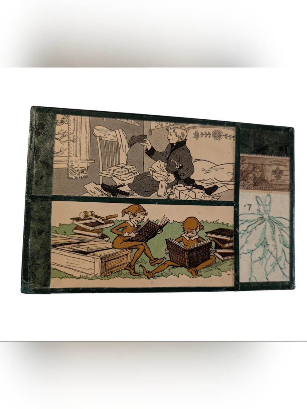 Vintage Folk Art Mixed Media Collage Wall Art Panel Decoupage Print